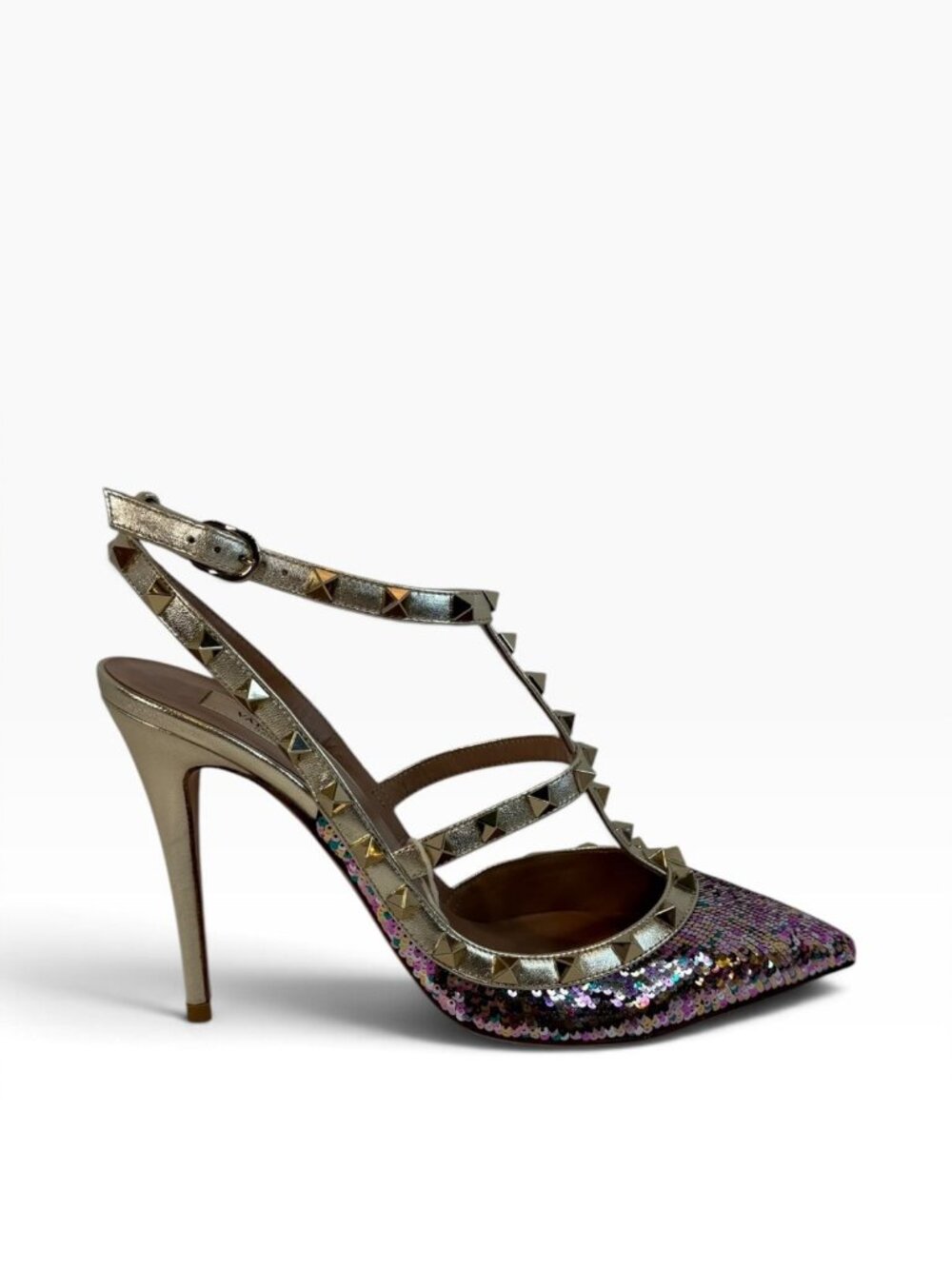 Valentino Garavani Rockstud Sequin Caged Pumps — Multicolor, Size 40 - Picture 5 of 5